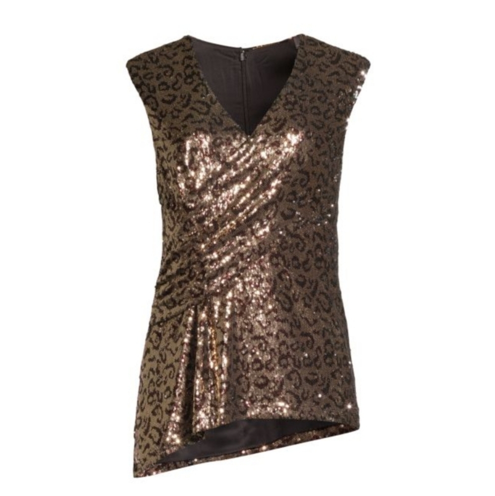 Elie Tahari Sequined Wild Cat Wild Top, NWT